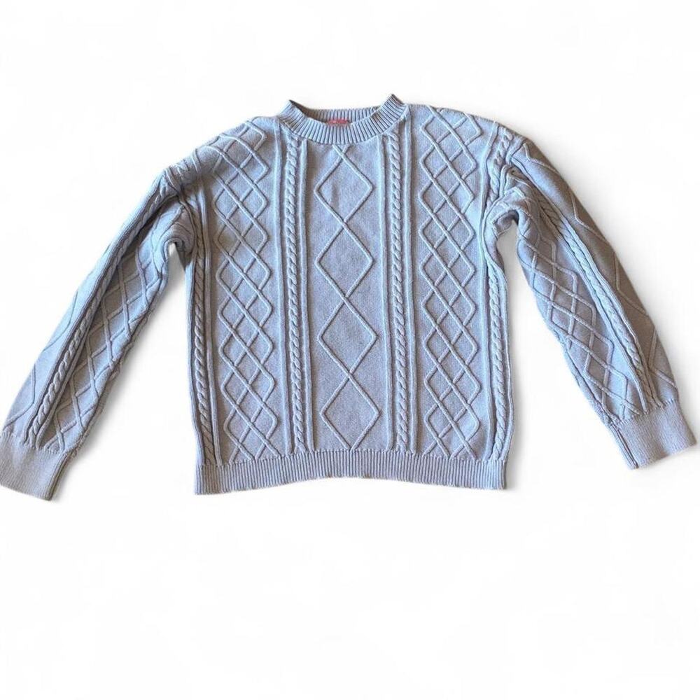 Edikted cable knit sweater light blue